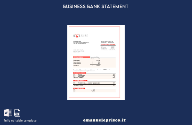 stile verificato Modello Word e PDF di dichiarazione aziendale della Banca di Ch